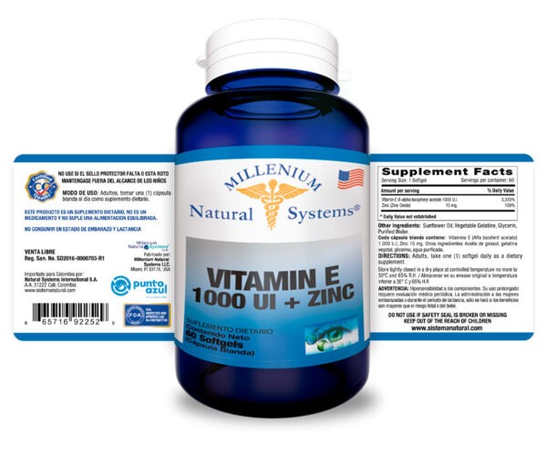 Vitamina E 1.000 IU + Zinc - Imagen 2