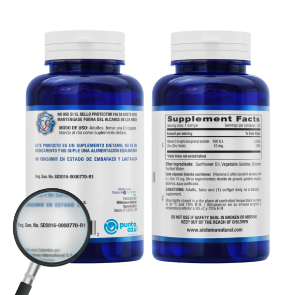 Vitamina E 400 IU + Zinc - Imagen 3